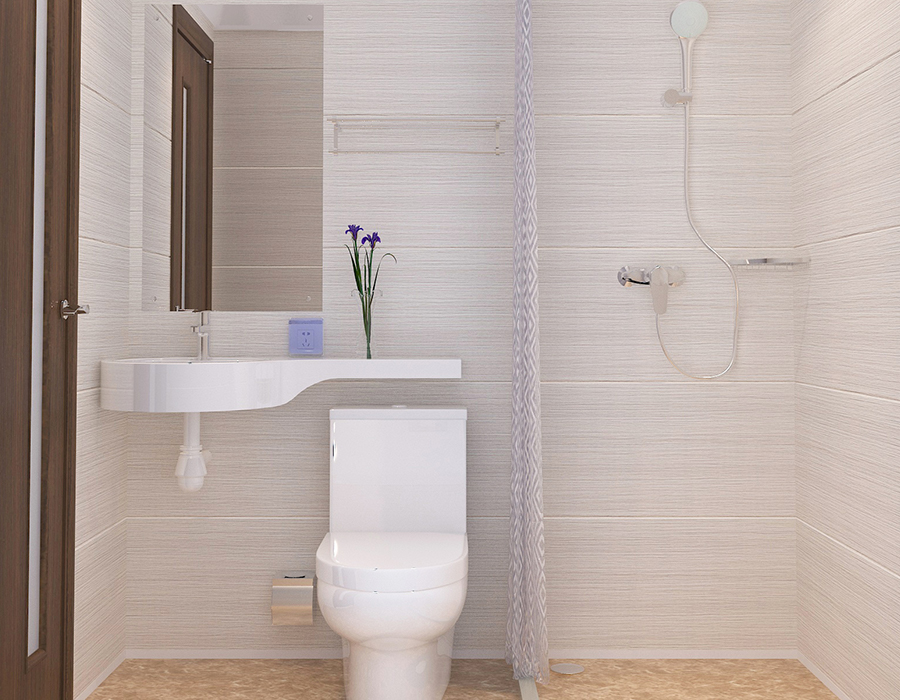 Salle de bains modulaire d'hôtel avec construction complète de panneaux de fibres de résine PEC
