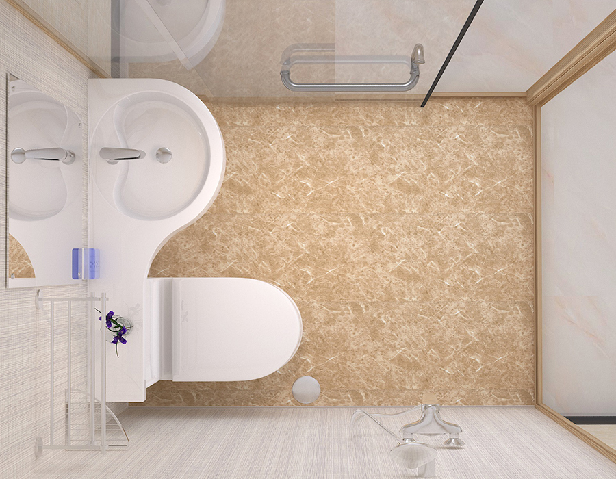 Salle de bains modulaire d'hôtel avec panneaux muraux intérieurs en fibre de résine PEC et murs extérieurs en verre