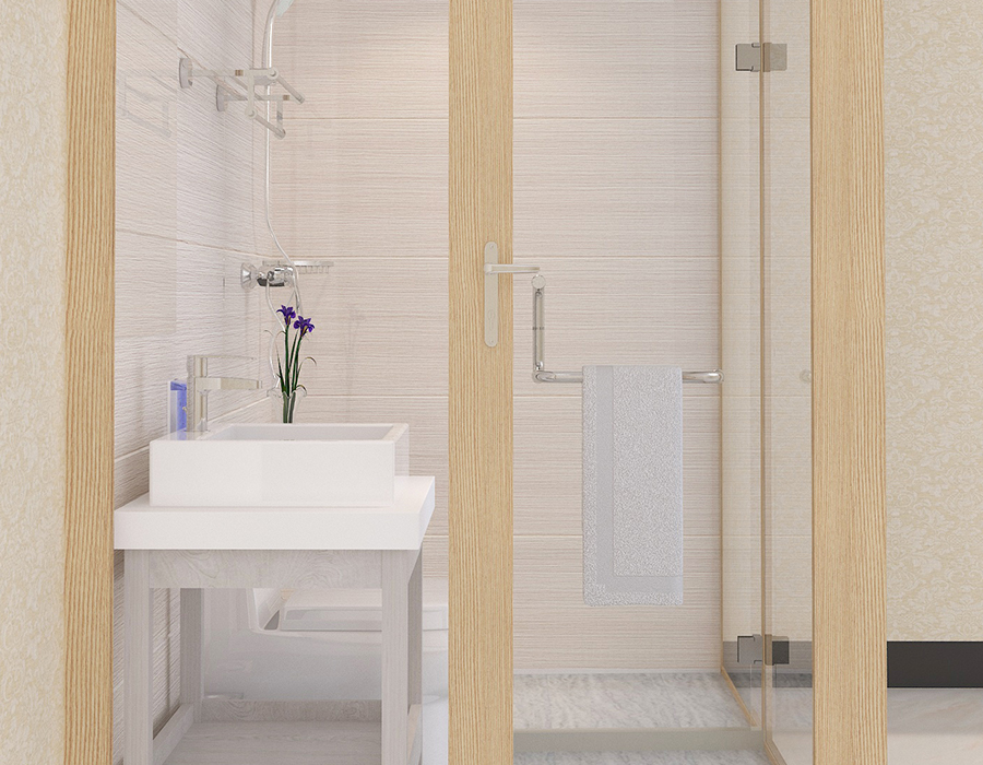 Solution de salle de bains intégrée avec système de panneaux complets pour installations préfabriquées