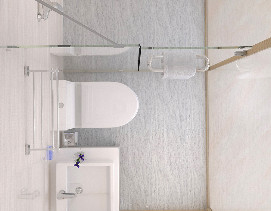 Solution de salle de bains intégrée avec système de panneaux complets pour installations préfabriquées