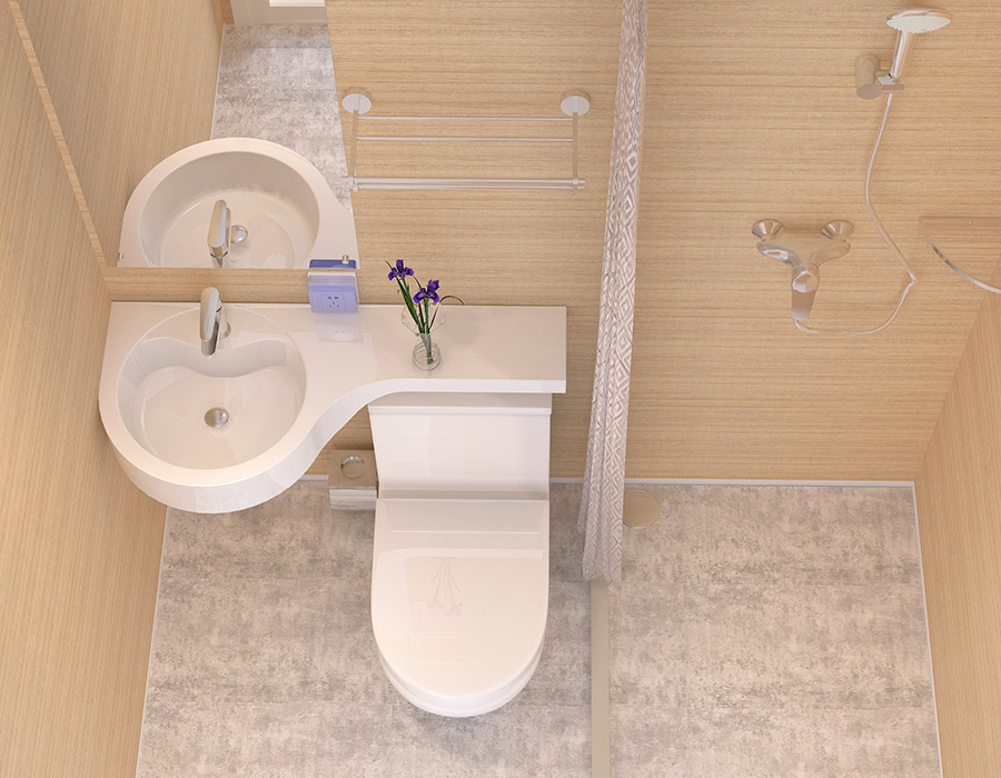 Salle de bain modulaire en fibre de résine PEC à panneaux complets