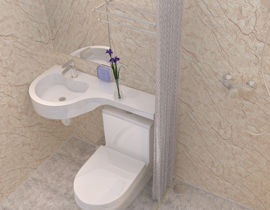 Salle de bain modulaire en fibre de résine PEC à panneaux complets