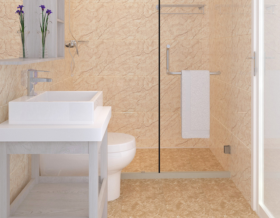 Unité de salle de bains en dortoir préfabriqué avec système de panneaux de fibres en résine PEC complet