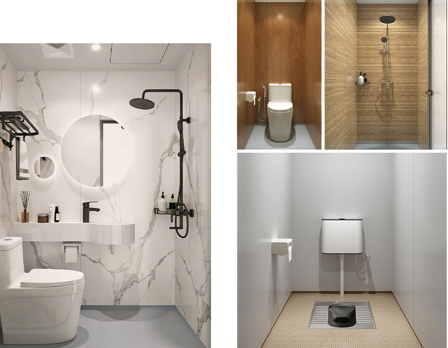 Salle de bains préfabriquée tout-en-un multicolore SMC de couleur unique